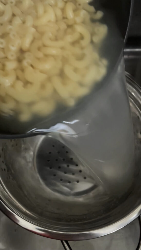 stages of cooking elbow macaroni